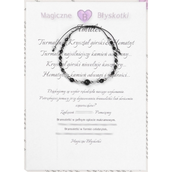 Bransoletka czarny TURMALIN Kryształ Górski HEMATYT ochrona szczęście